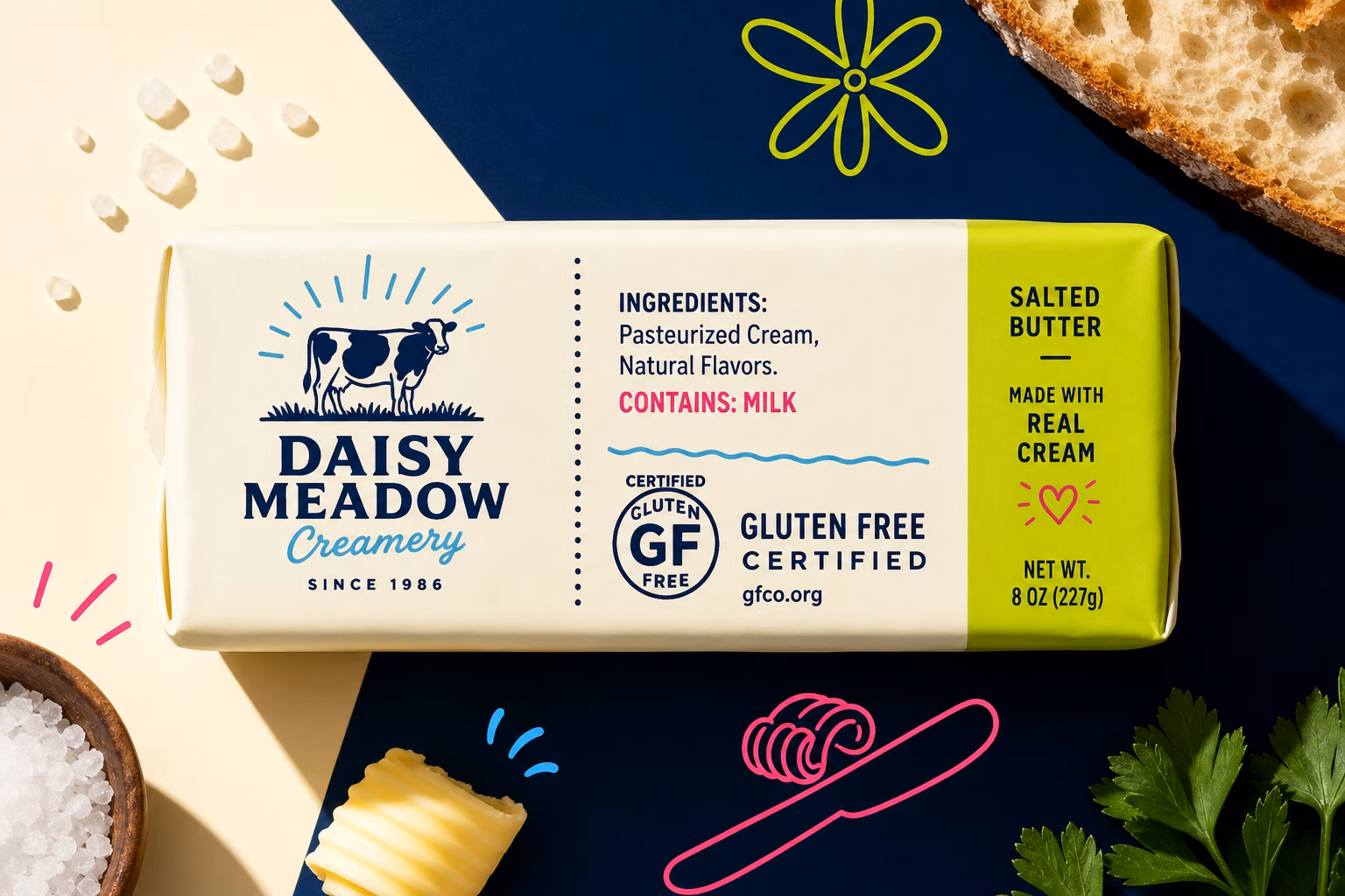 Butter package label showing ingredients