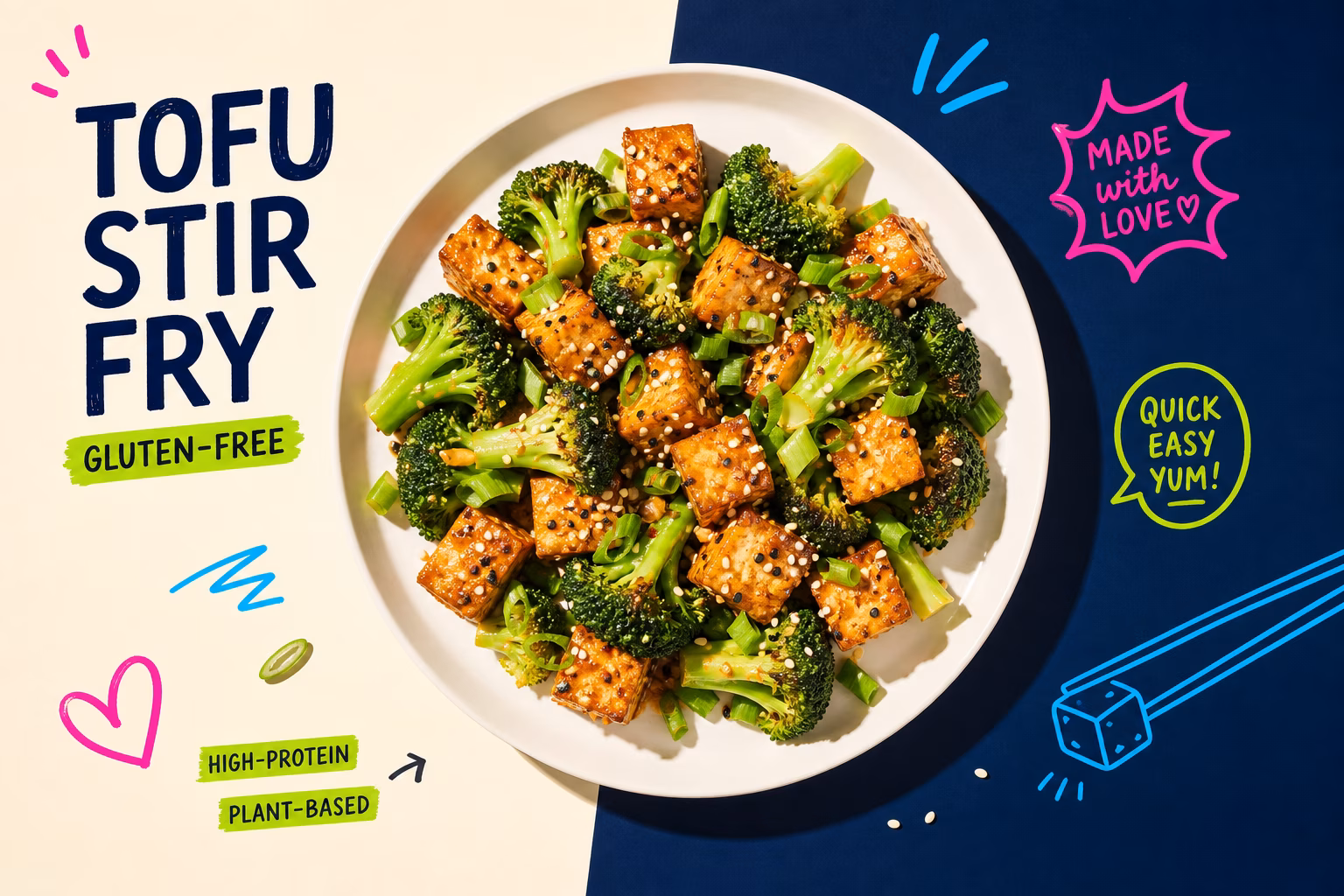 Gluten-free tofu stir fry with broccoli