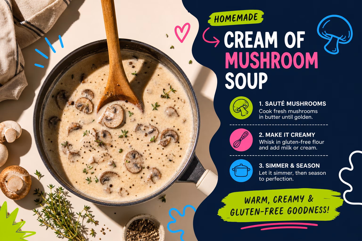 Homemade gluten-free cream of mushroom soup