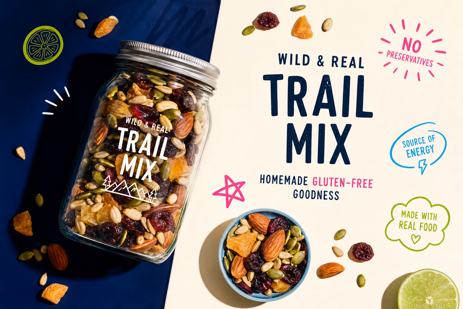 Homemade gluten-free trail mix in a jar
