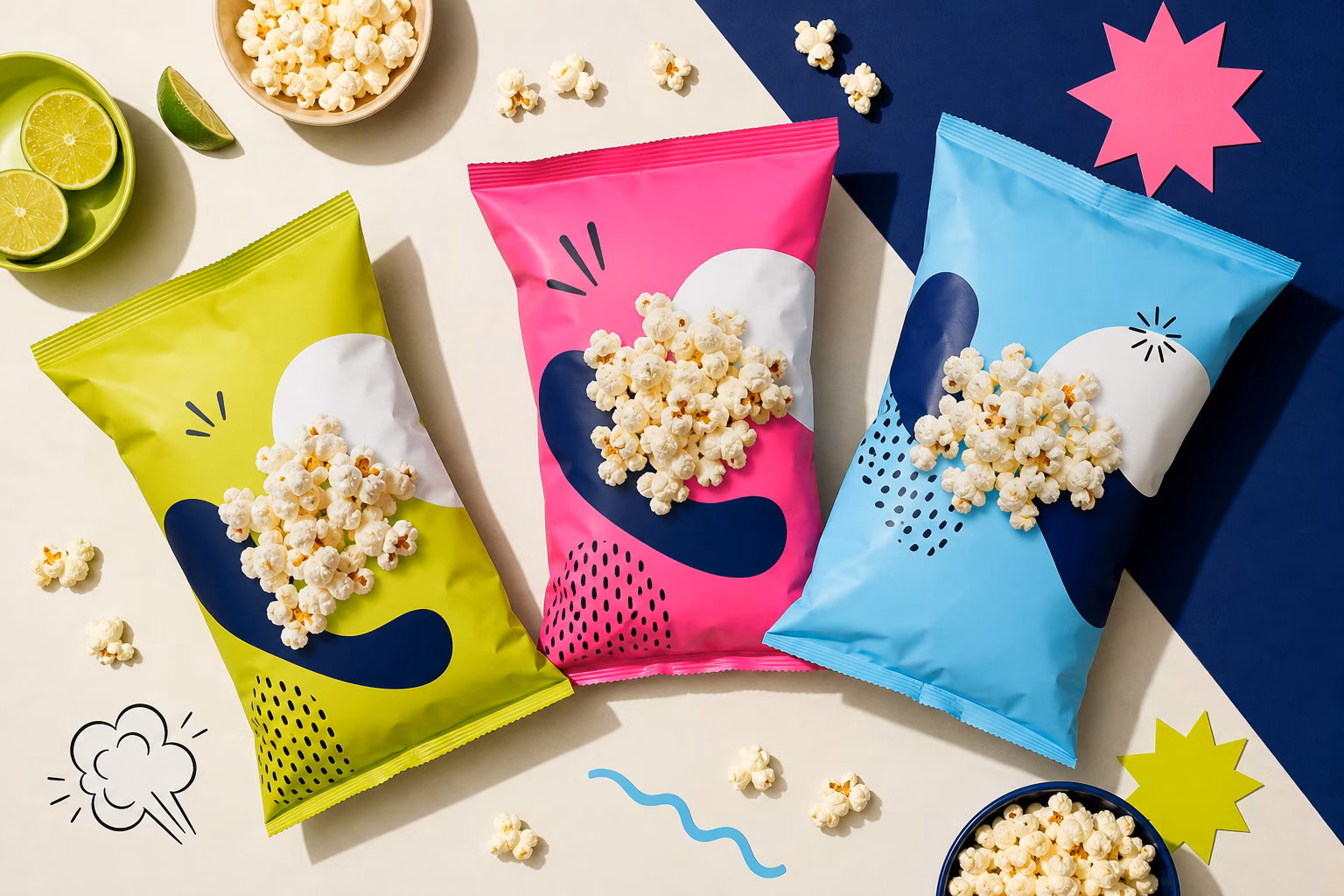 Assorted bags of certified gluten free popcorn brands