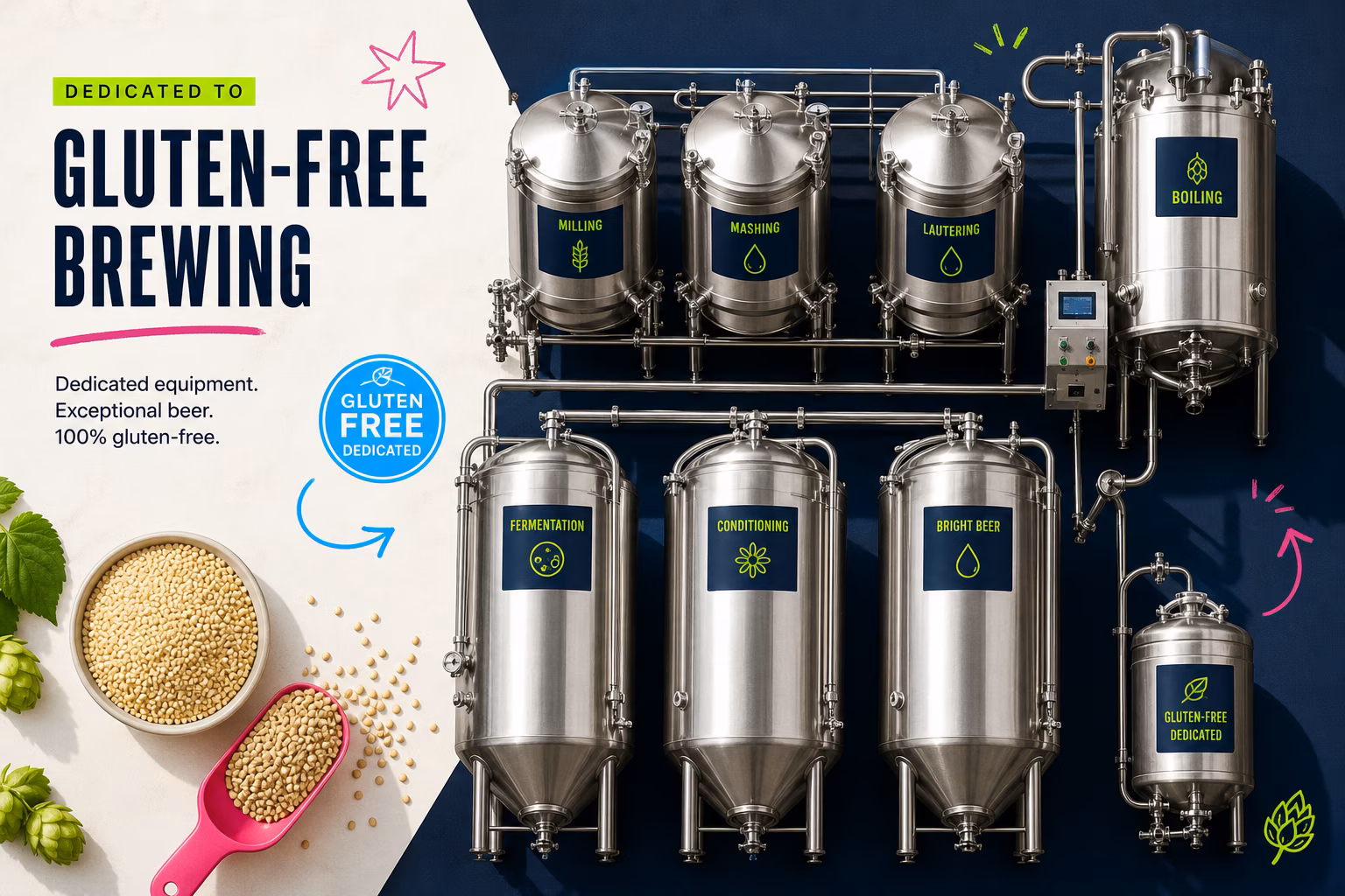 Craft brewery equipment for gluten-free brewing
