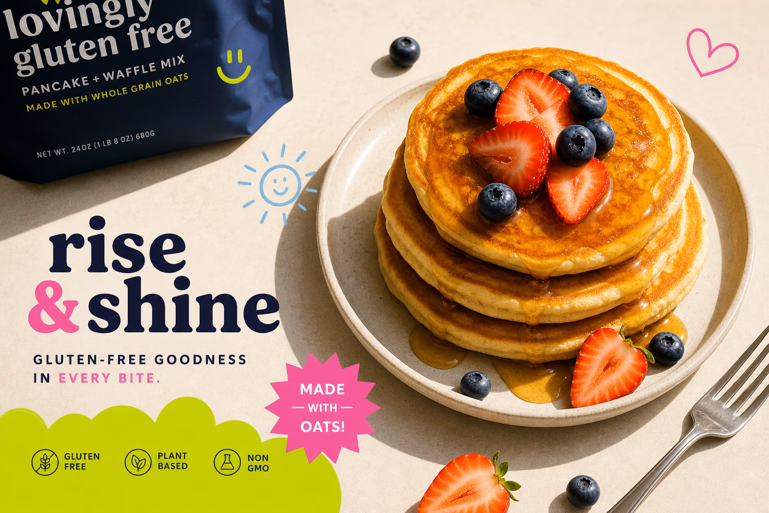 Fluffy gluten-free pancakes with syrup