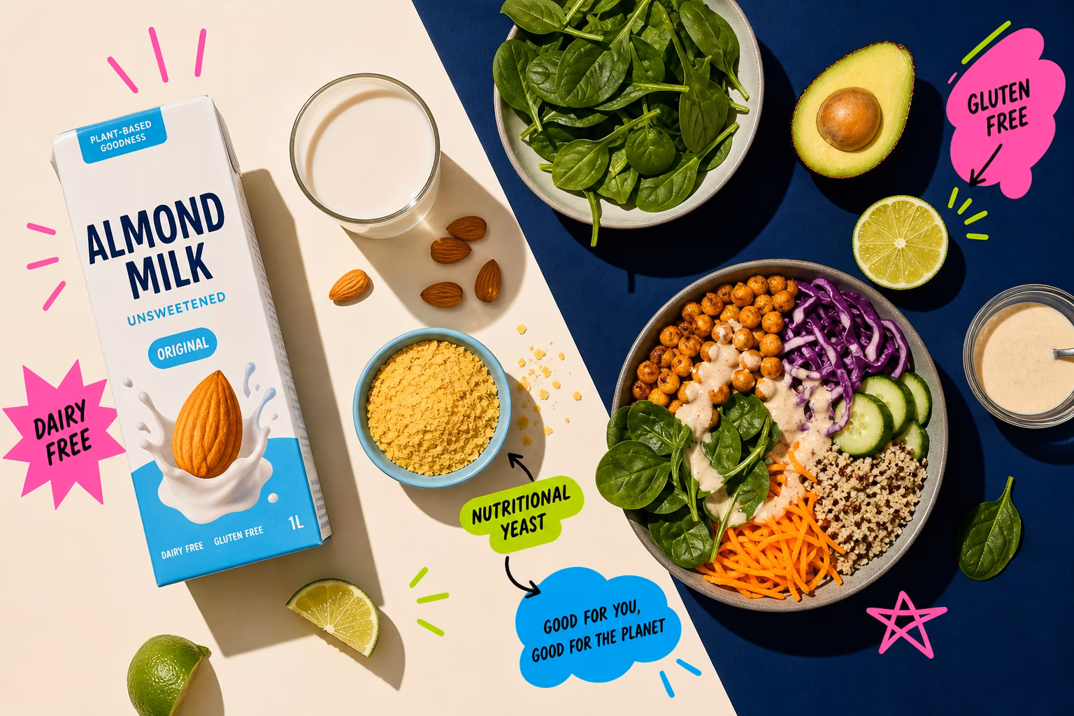 Gluten-free and dairy-free ingredients in a kitchen