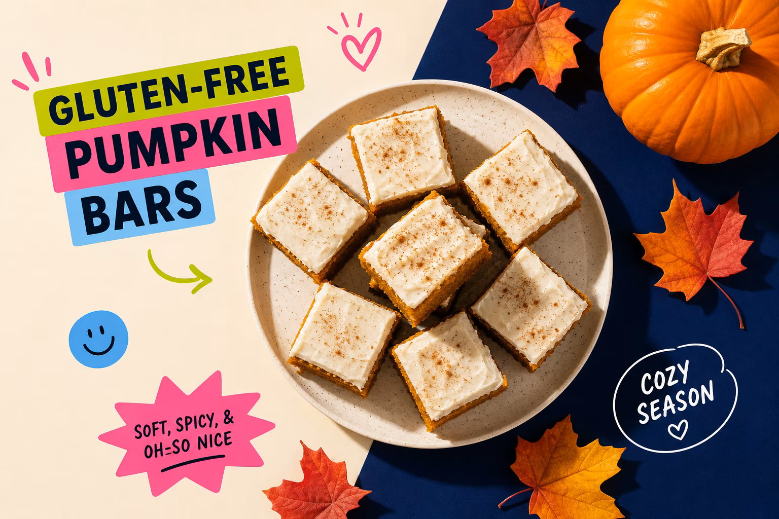 Gluten-free pumpkin bars with cream cheese frosting