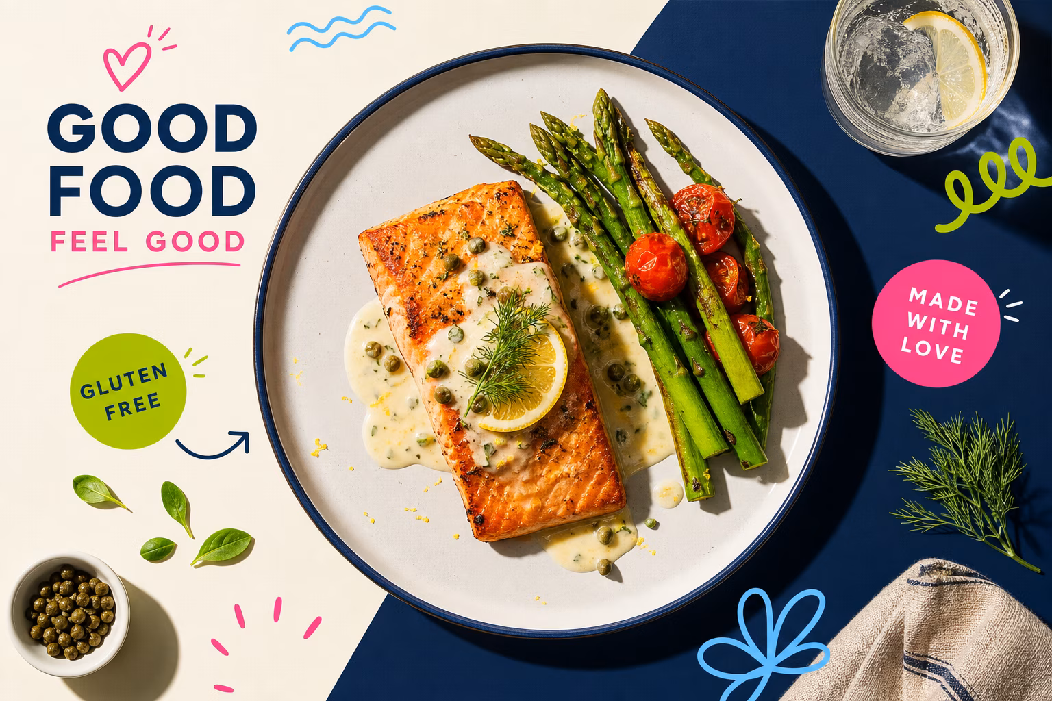 Gluten-free salmon dish with lemon sauce