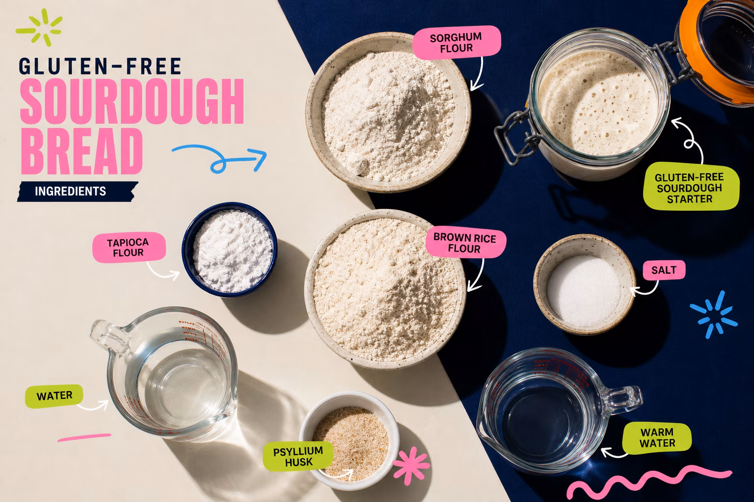 Ingredients for gluten-free sourdough bread