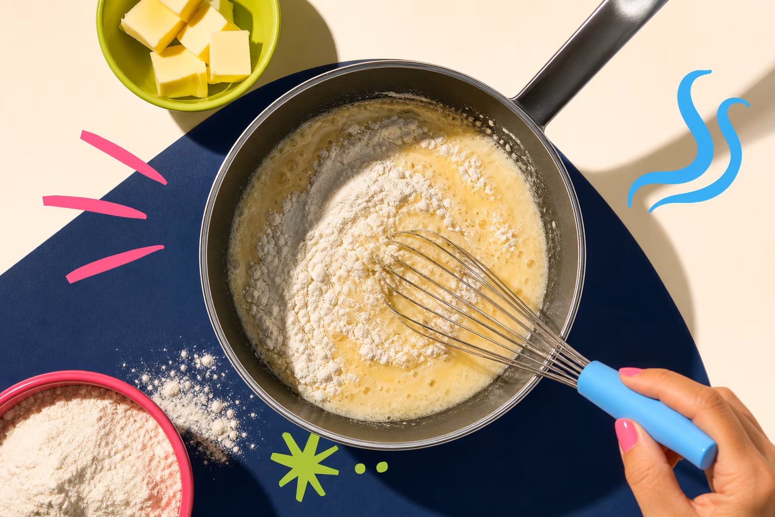 Making a gluten-free roux in a saucepan