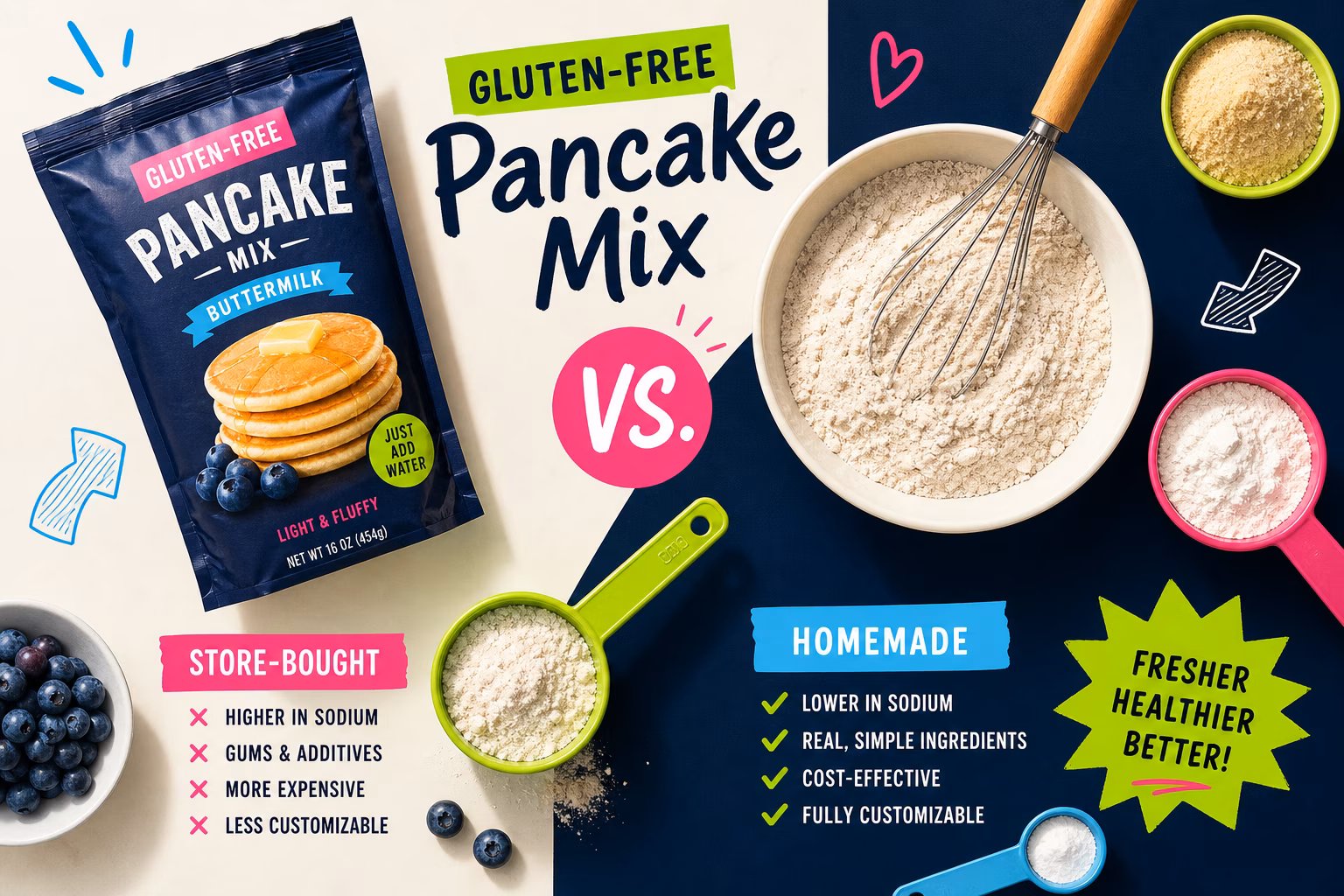 Store-bought vs. homemade gluten-free pancake mix
