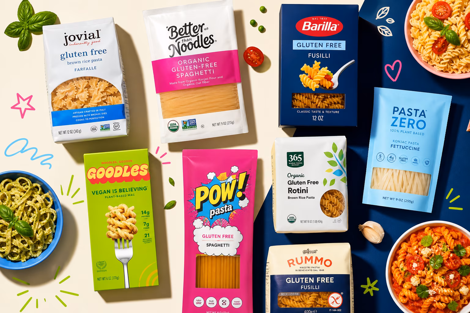 Supermarket shelf with gluten-free pasta