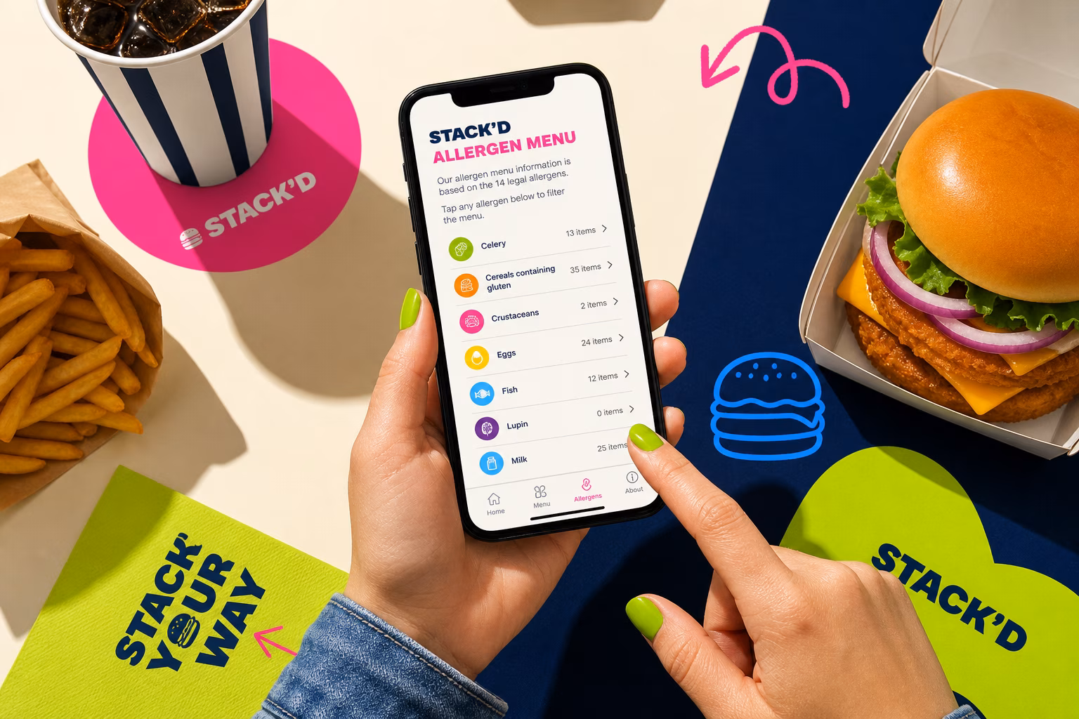 Checking an online allergen menu on a smartphone